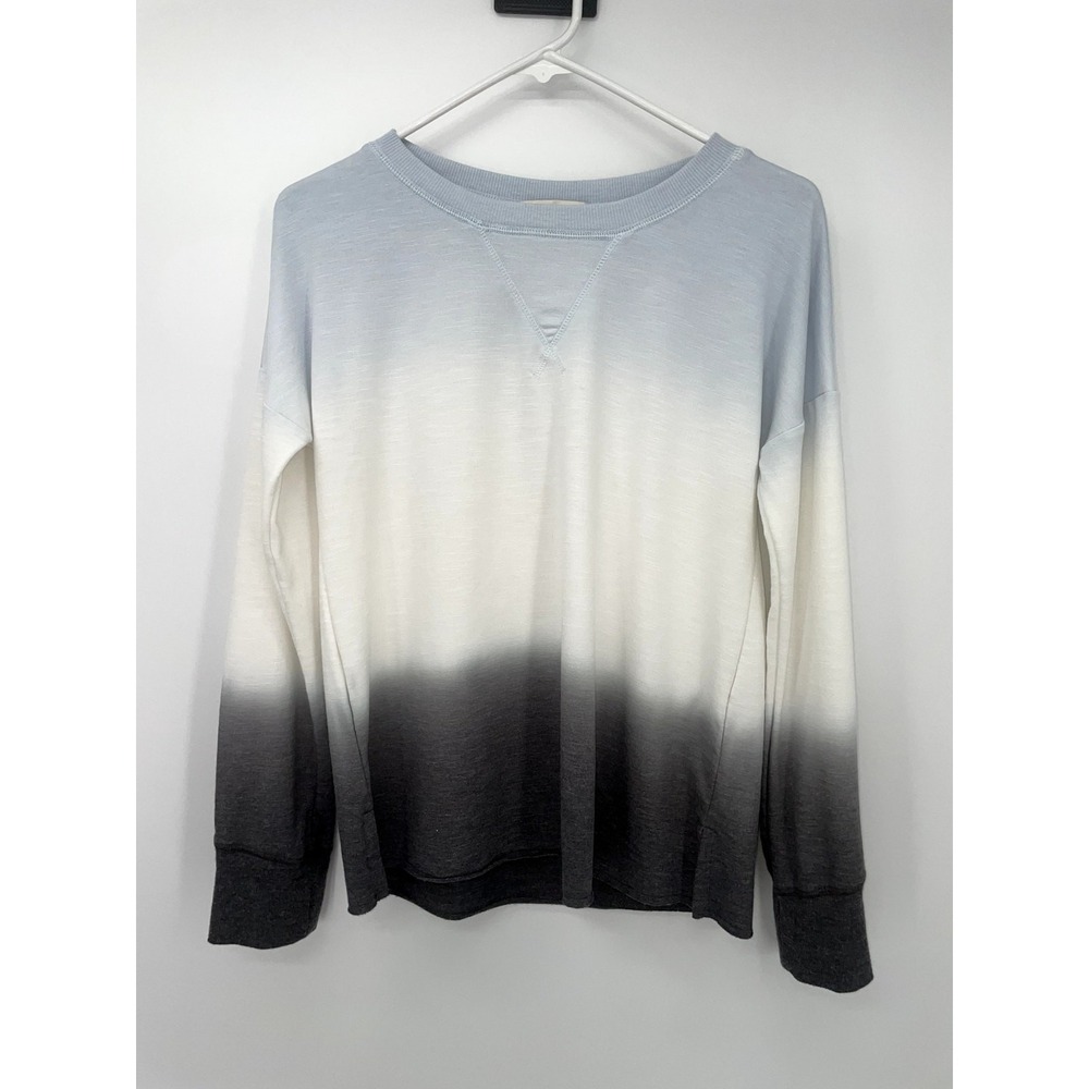 Knox Rose Womens XS Blue White Grey Ombre Long Sleeve Crew Neck Pullover Top - Picture 8 of 12